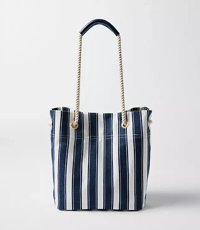 Striped Canvas Bucket Bag