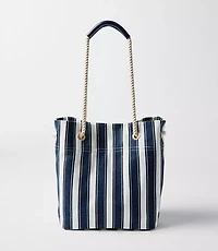 Striped Canvas Bucket Bag