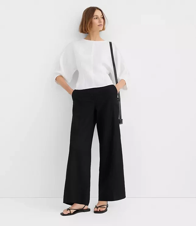 Petite Seamed Linen Blend Blouse