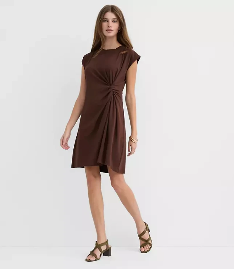 Petite Side Twist Cap Sleeve Mini Dress