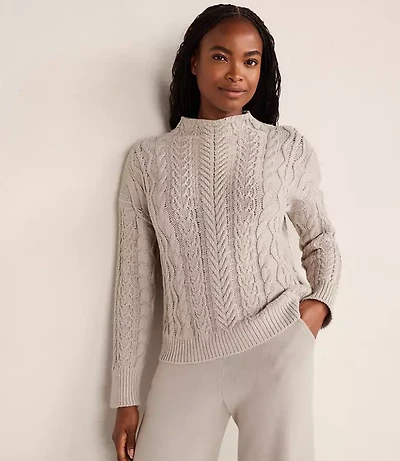 Haven Well Within Organic Cotton Cable Mock Neck Sweater