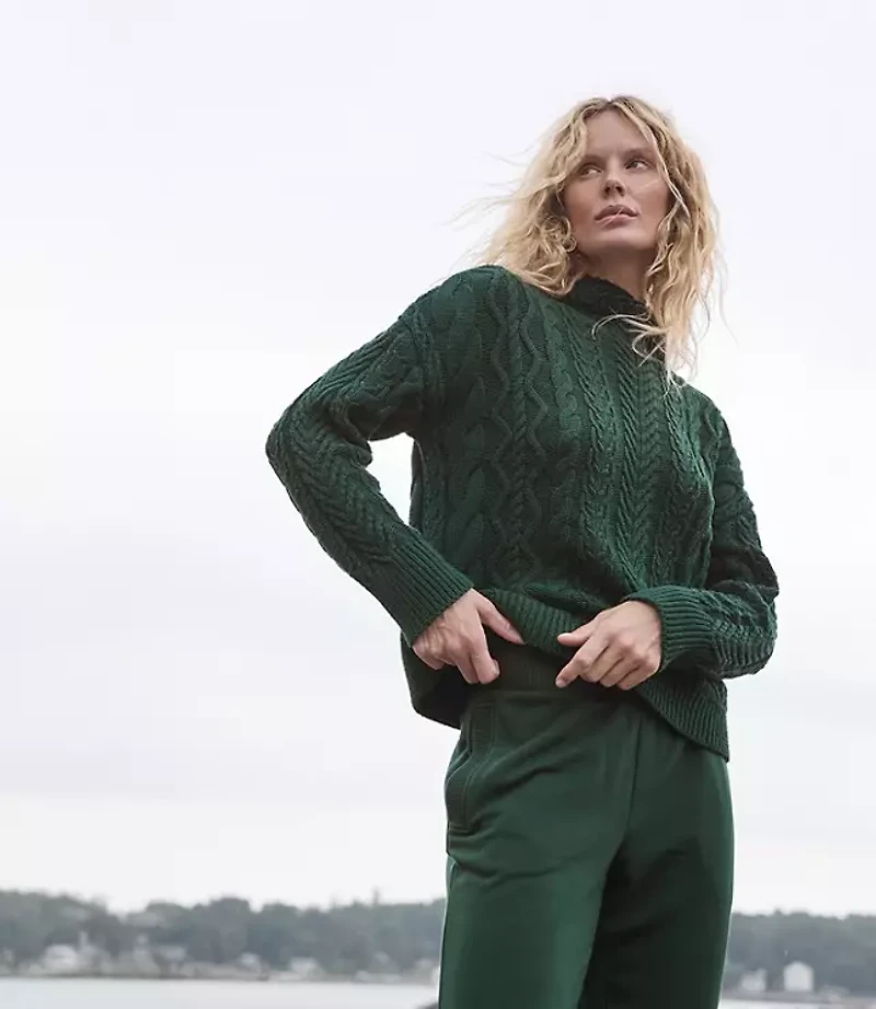 Haven Well Within Organic Cotton Cable Mock Neck Sweater