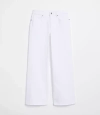 Rivete Petite Curvy Mid Rise Wide Leg Jeans White