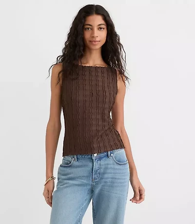 Textured Ruffle Tank Top