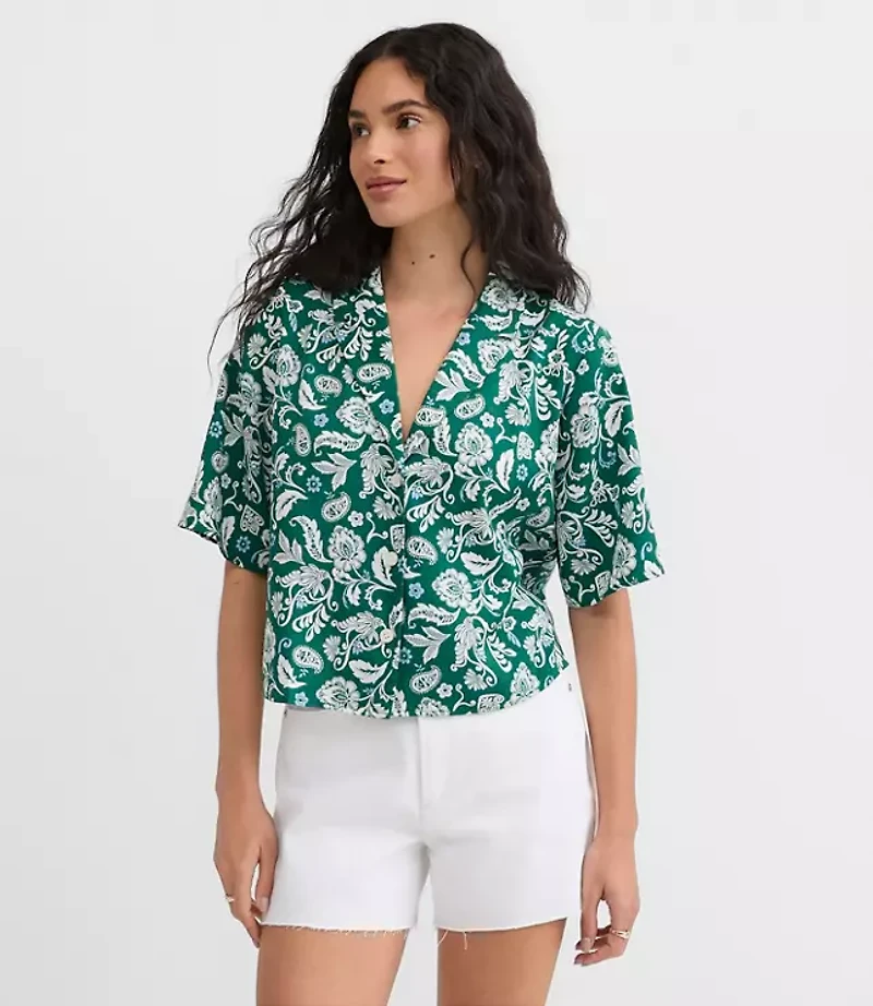 Petite Floral Twill Relaxed Everyday Shirt