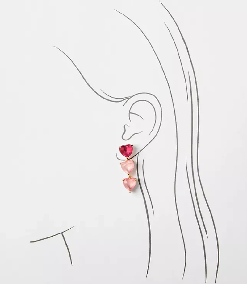 Ombre Crystal Heart Drop Earrings