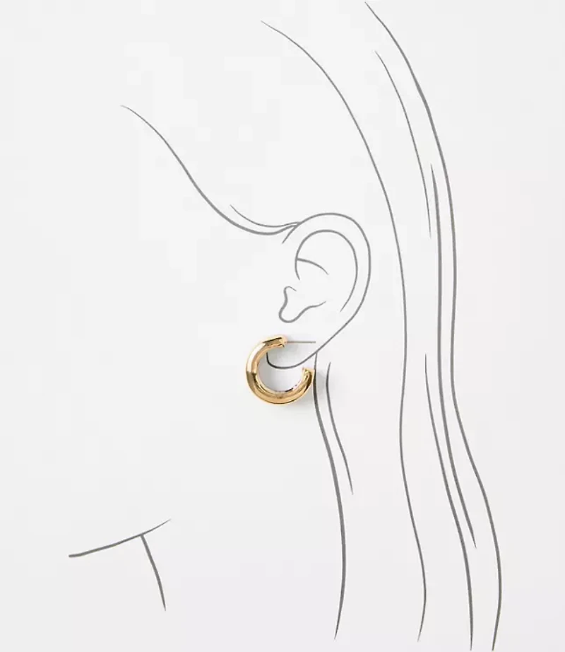 Mixed Metal Puffy Hoop Earrings