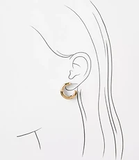 Mixed Metal Puffy Hoop Earrings