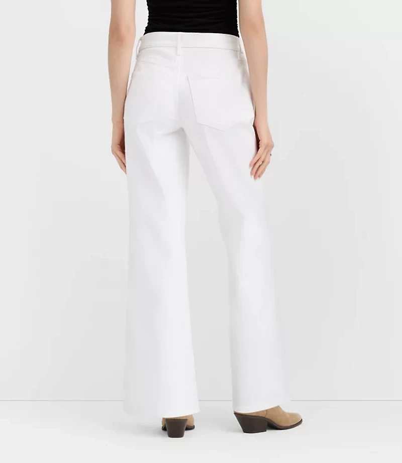 Rivete Tall Curvy Mid Rise Wide Leg Jeans White