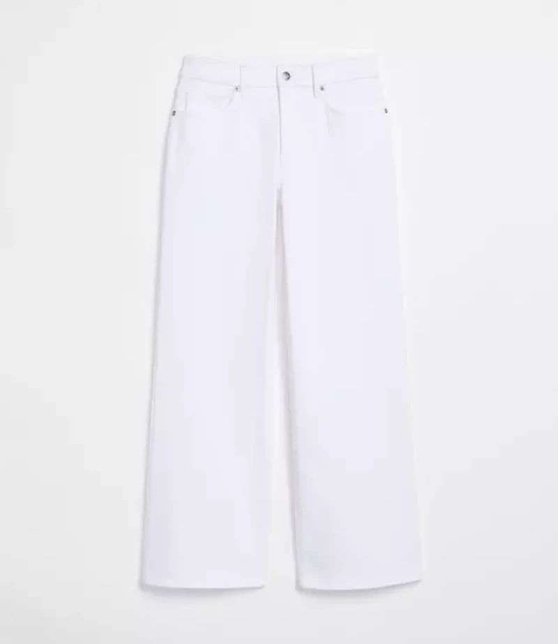 Rivete Tall Curvy Mid Rise Wide Leg Jeans White