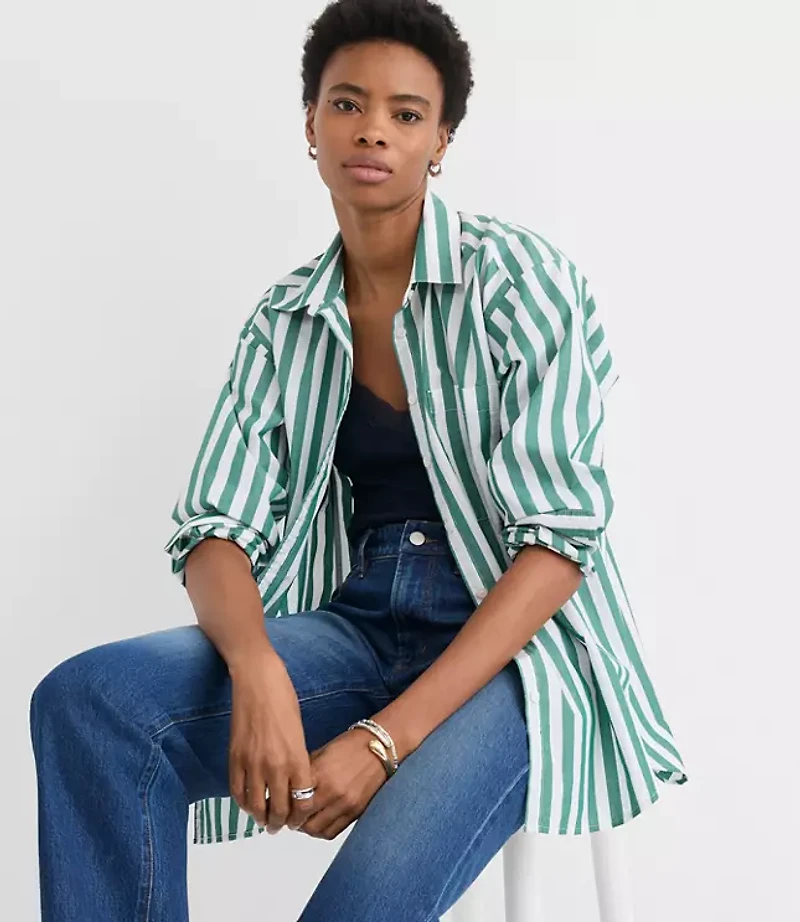 Striped Poplin Everyday Oversized Pocket Shirt