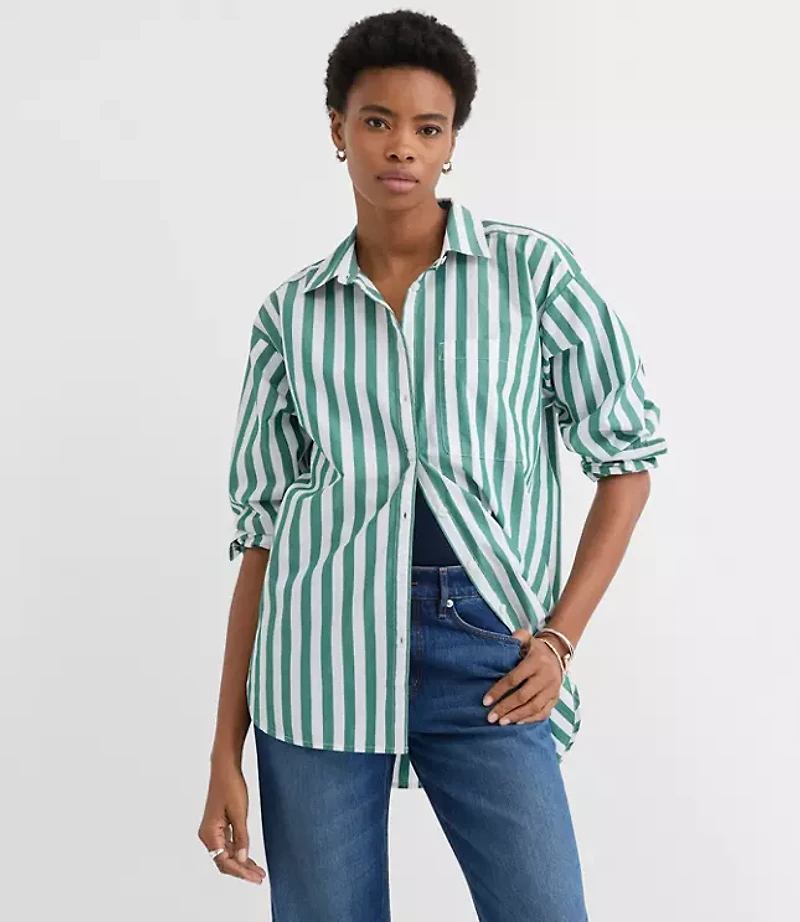 Striped Poplin Everyday Oversized Pocket Shirt