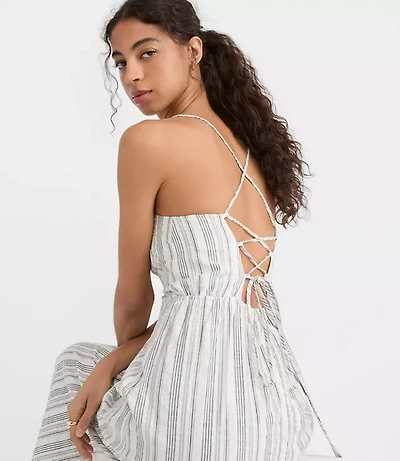 LOFT Beach Striped Seersucker Crisscross Back Maxi Dress