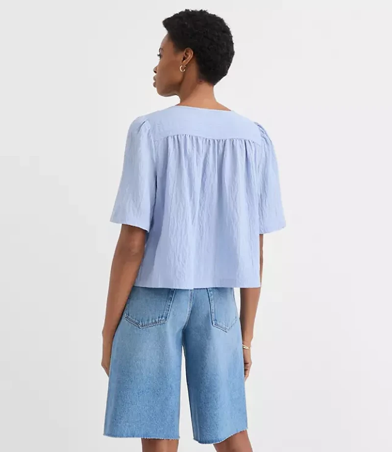 Petite Striped Bow Blouse