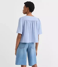 Petite Striped Bow Blouse