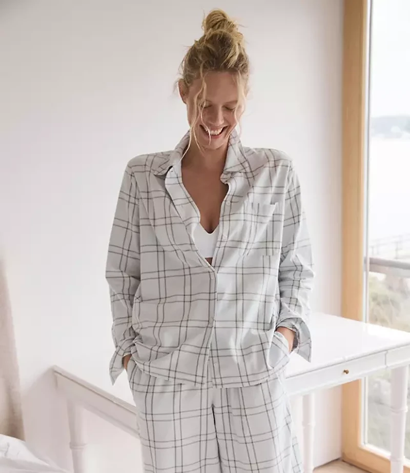 Haven Well Within Lightweight Flannel Windowpane Pajama Top