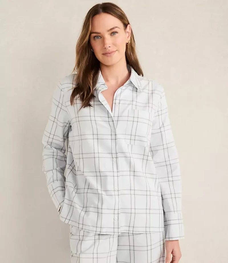 Haven Well Within Lightweight Flannel Windowpane Pajama Top