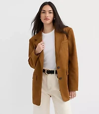 Petite Faux Suede Oversized Blazer