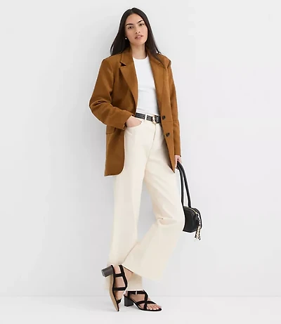 Petite Faux Suede Oversized Blazer