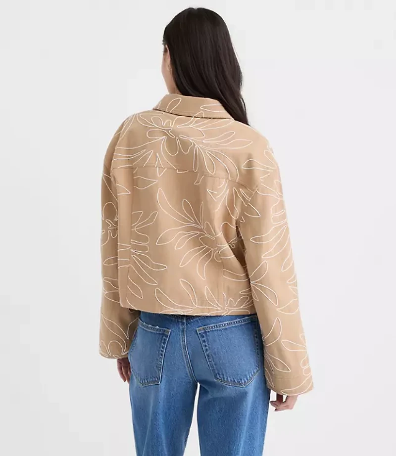 Petite Floral Embroidered Twill Jacket