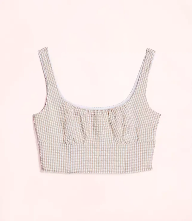 Lately Striped Seersucker Cropped Top