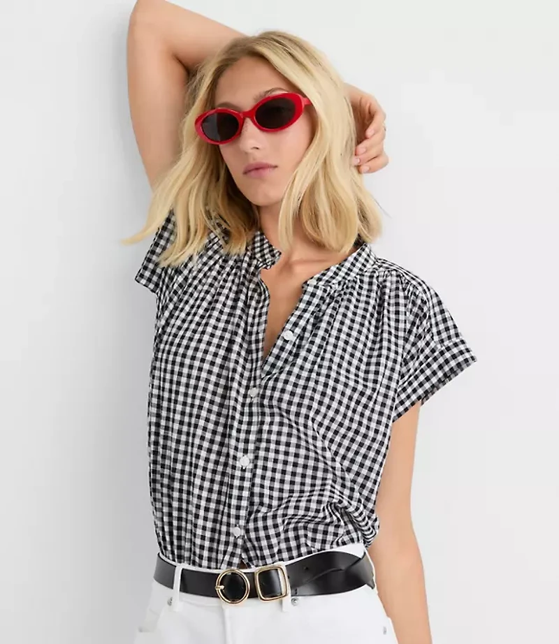 Petite Gingham Everyday Dolman Shirt