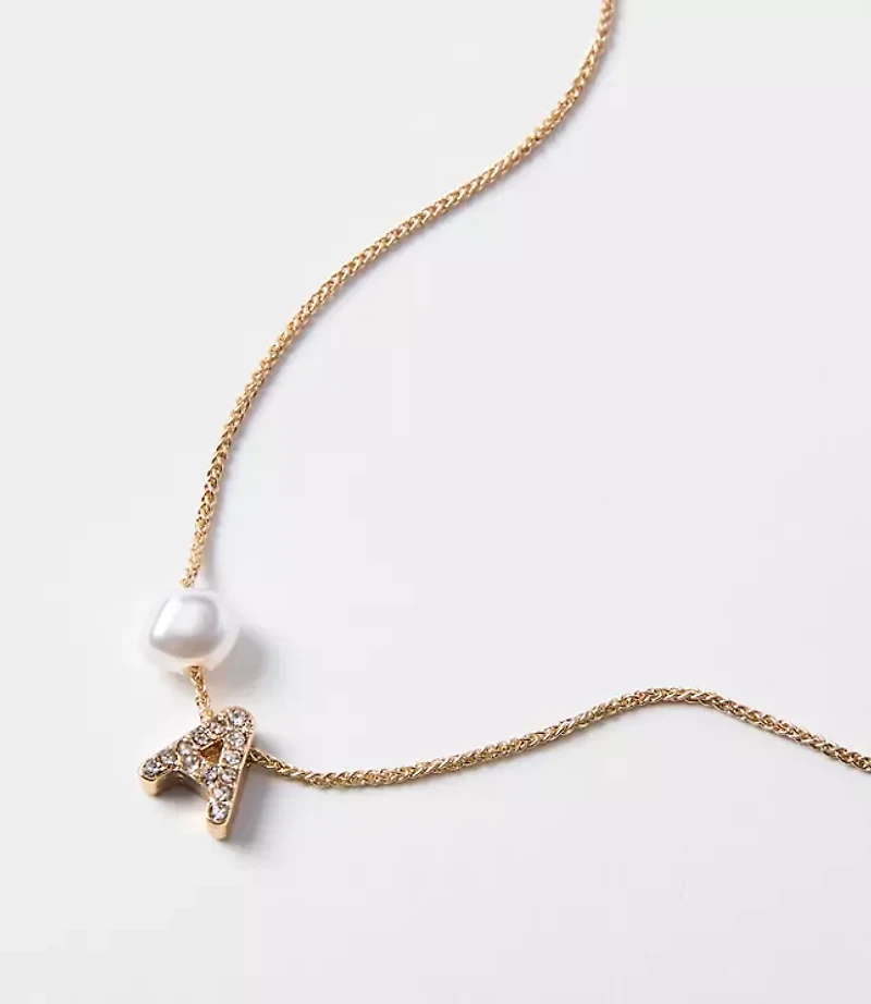 Pearlized Pave Initial Necklace