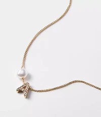 Pearlized Pave Initial Necklace