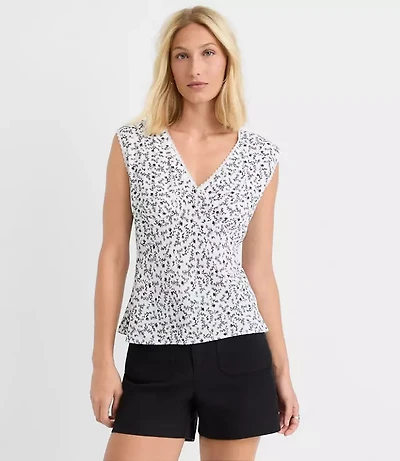 Floral Lace Trim Cap Sleeve Top