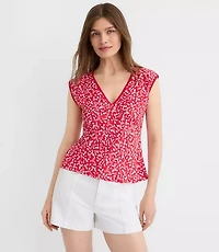 Petite Floral Lace Trim Cap Sleeve Top