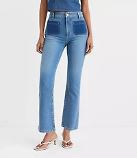 Rivete High Rise Kick Crop Jeans Shadow Blue Wash