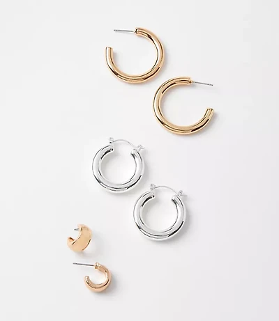 Mixed Metal Hoop Earring Set