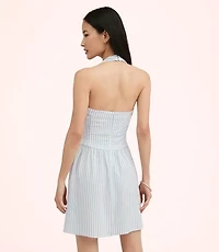 Lately Striped Mini Halter Dress