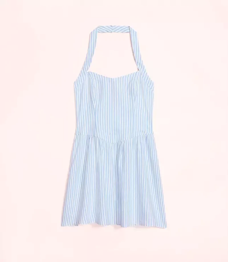 Lately Striped Mini Halter Dress
