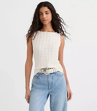 Petite Textured Ruffle Tank Top