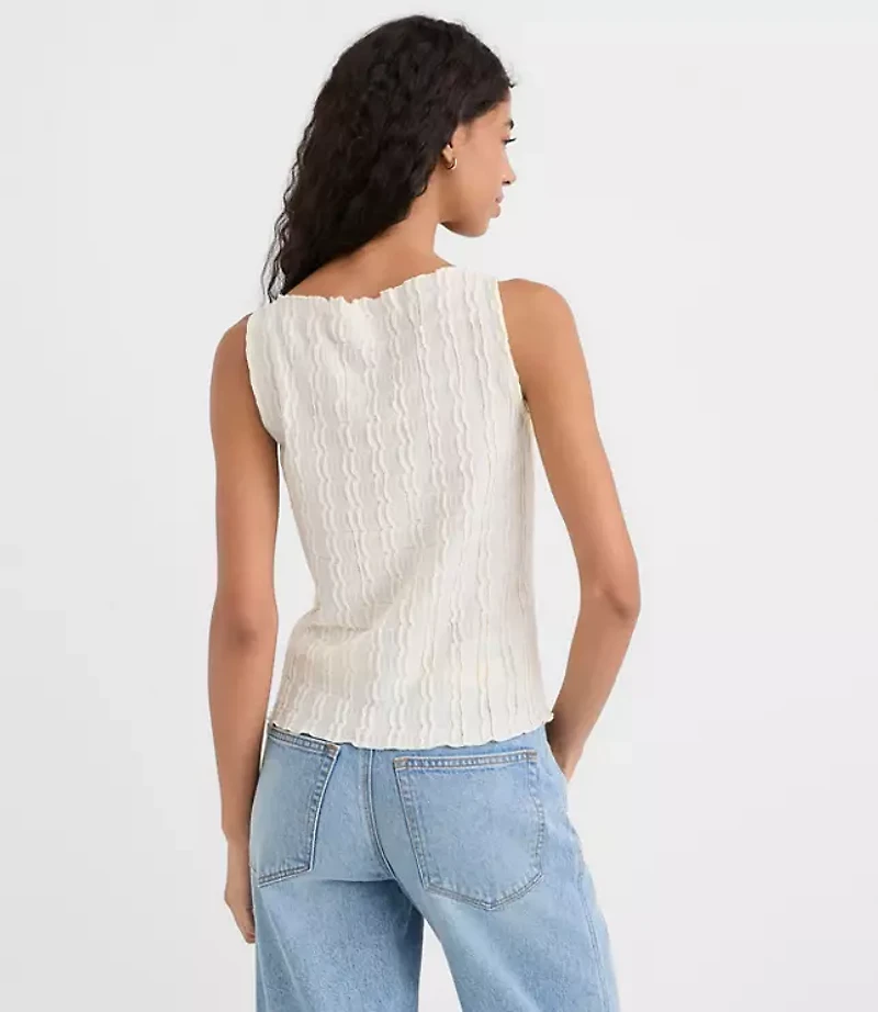 Petite Textured Ruffle Tank Top