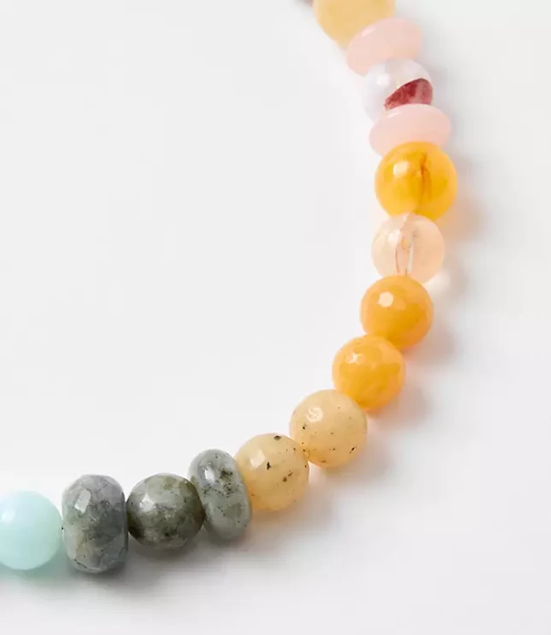 Rainbow Beaded Statement Necklace