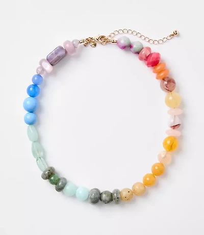 Rainbow Beaded Statement Necklace