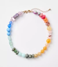 Rainbow Beaded Statement Necklace