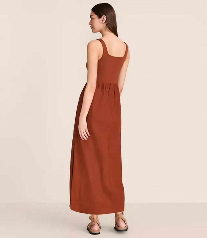 Petite Lou & Grey Square Neck Mixed Media Maxi Pocket Dress