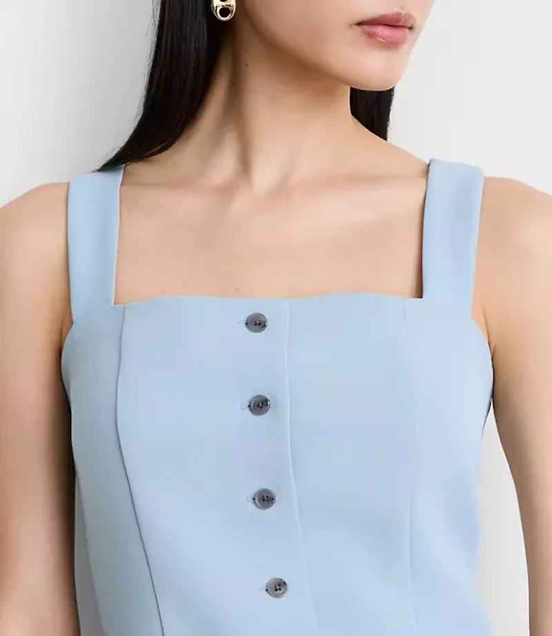 LOFT Versa Crepe Drape Button Bustier Top