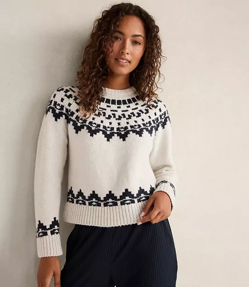 Haven Well Within Organic Cotton Blend Fair Isle Juneau Crewneck Sweater