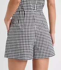 Petite Darted Side Zip Shorts Gingham