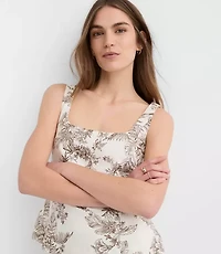 Petite Floral Toile Seamed Linen Cotton Peplum Top