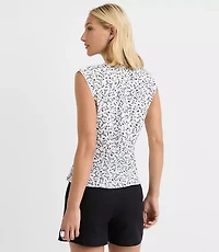 Petite Floral Lace Trim Cap Sleeve Top