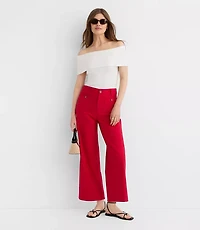 Petite Palmer Wide Leg Crop Pants Cotton Linen