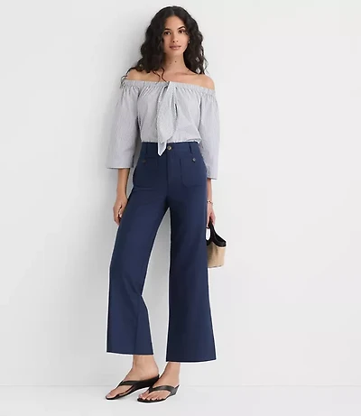 Petite Palmer Wide Leg Crop Pants Cotton Linen