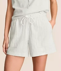 Petite Lou & Grey Crosshatch Linen Cotton Shorts