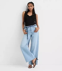Rivete Fresh Cut High Rise Relaxed Wide Leg Jeans Wave Wash