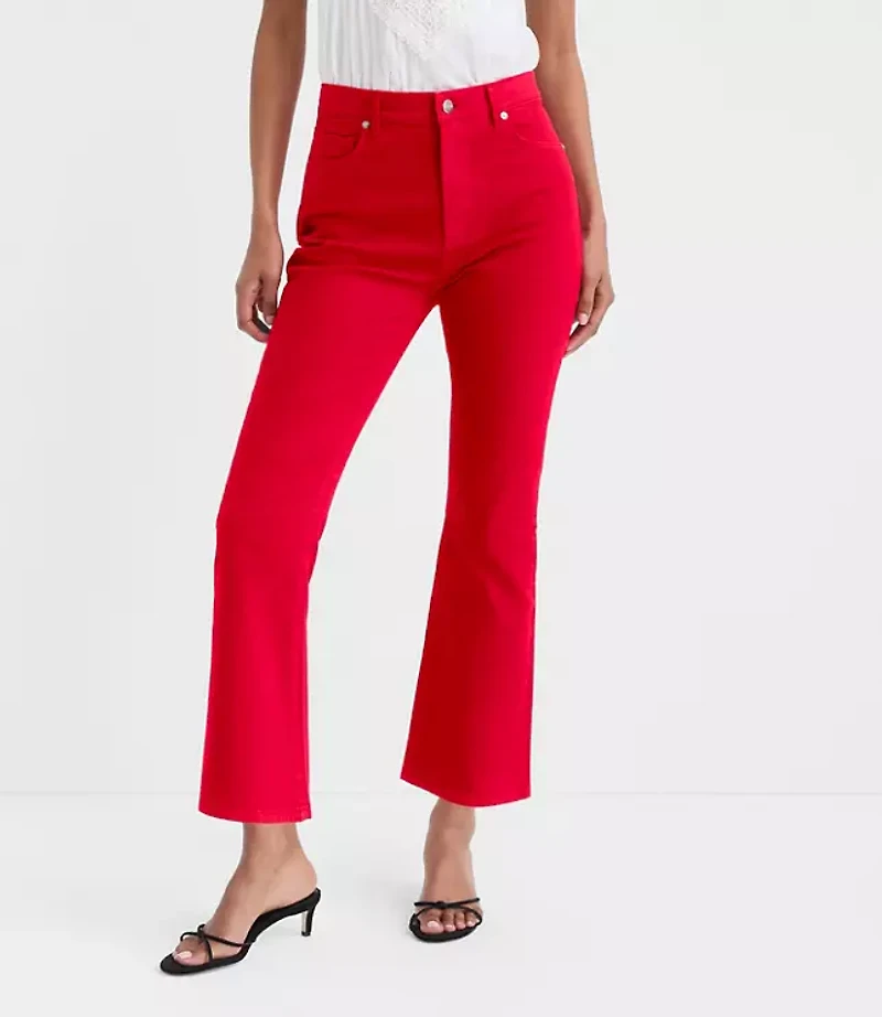 Rivete High Rise Kick Crop Jeans Maple Cherry